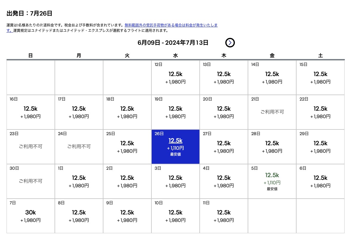 ユナイテッド航空、日本から近距離特典航空券のマイル数を再度増加しました。