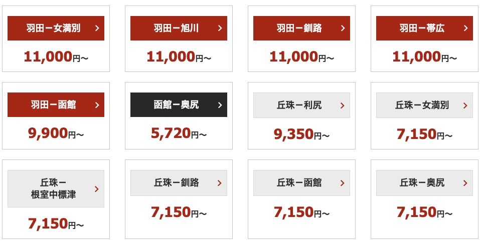 トライセールの対象運賃一例